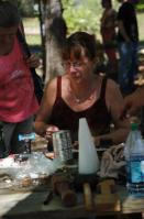 Sue Lincoln making a pewter mold for casting