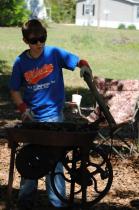 Hunter Averett at the forge