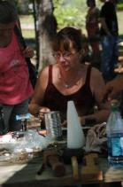 Sue Lincoln making a pewter mold for casting