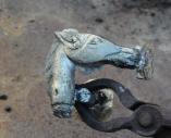 Freshly cast bronze horse-head cane handle