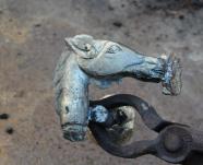 Freshly cast bronze horse-head cane handle