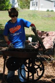 Hunter Averett at the forge