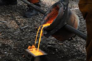 The first iron pour from the new cupola
