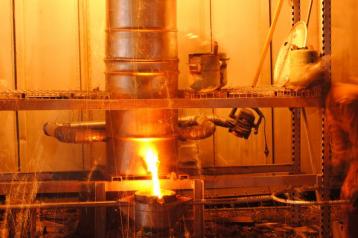 molten iron flowing from the cupola