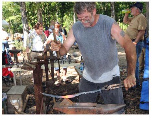 Working at the anvil during Fire in the Swamp 2009