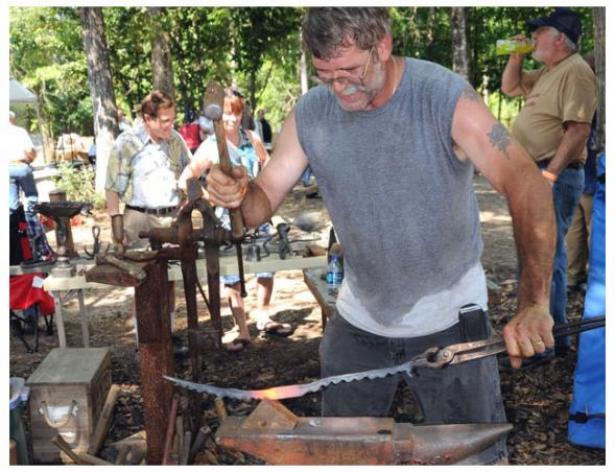 Working at the anvil during Fire in the Swamp 2009
