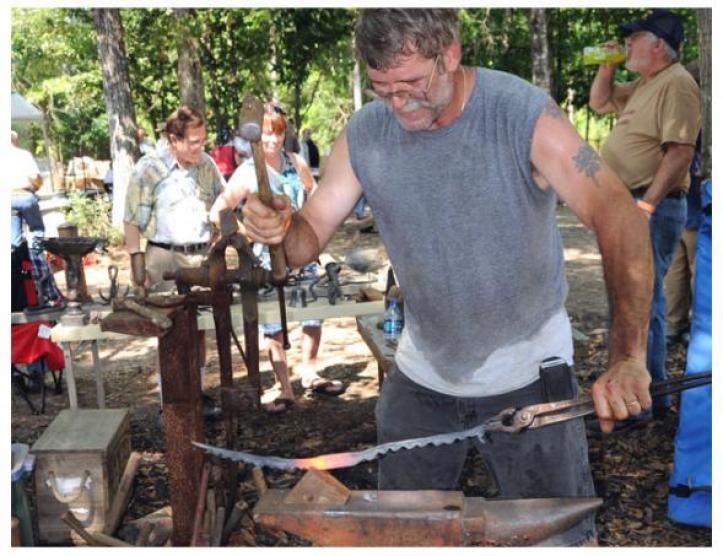 Working at the anvil during Fire in the Swamp 2009