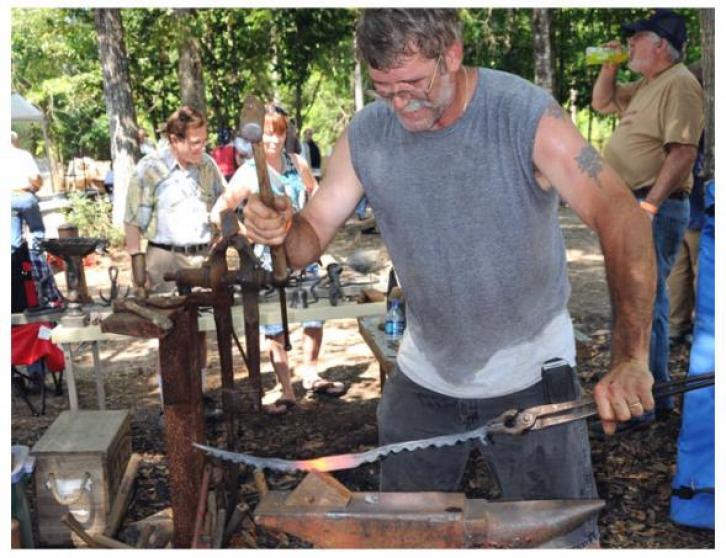 Working at the anvil during Fire in the Swamp 2009